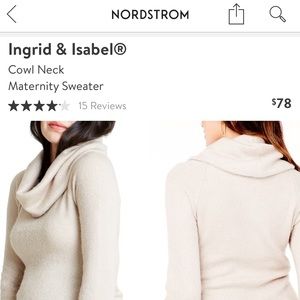 Ingrid & Isabel Cowl Neck Maternity Sweater Sz M